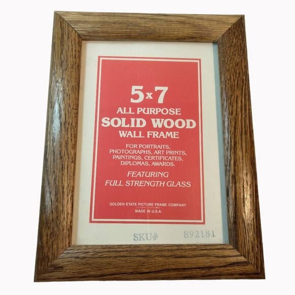 Golden State Picture Frame Company 5x7 Solid Wood Wall Full Strength Glass USA - Picture 3 of 6